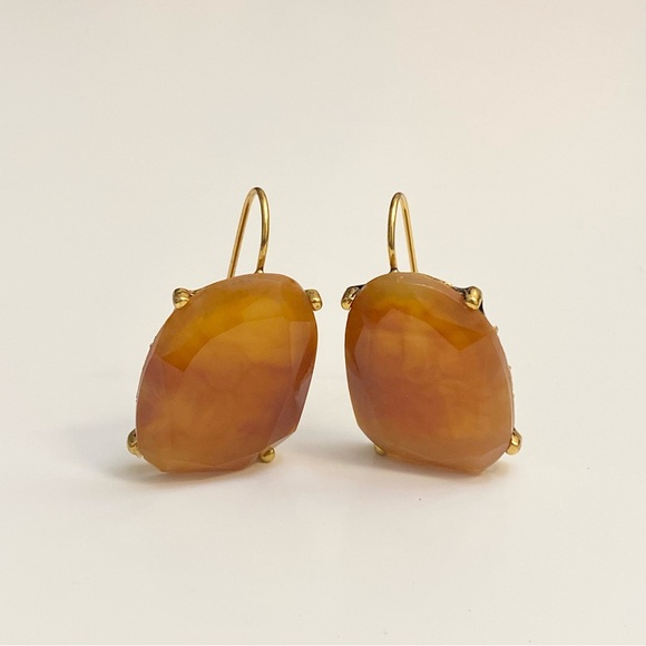 Jewelry - 4/$15 Vintage Antique Gold Wire Brown Yellow Marble Stone Earrings